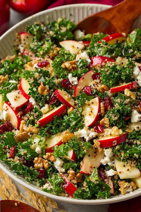 HEALTHY SALAD RECIPES FOR FALL-Kale And Apple Quinoa Salad