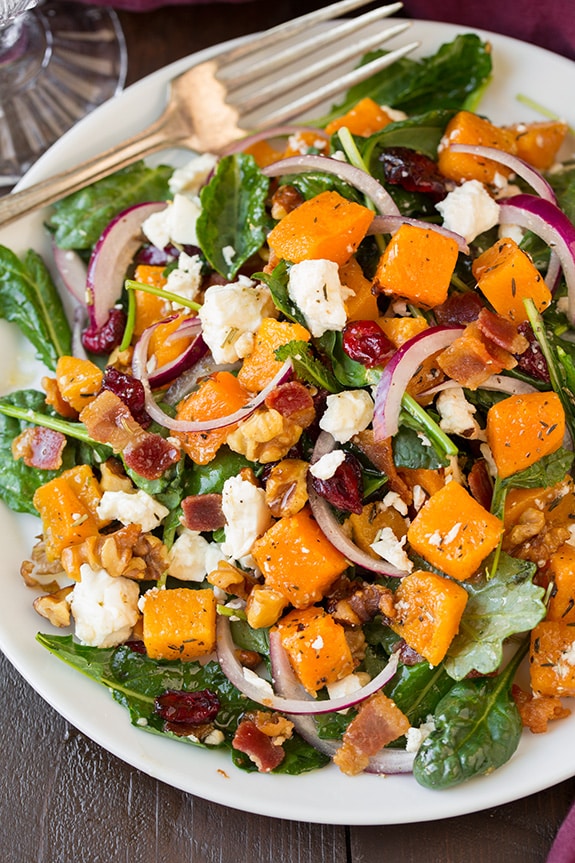 HEALTHY SALAD RECIPES FOR FALL-Butternut Squash And Bacon Salad